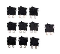 sourcing map 10Pcs AC 125V/12A 250V/10A SPST 2 Broche 2 Position Mini Marine Bateau Commutateurs Interrupteur à Bascule Noir