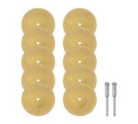 sourcing map 10pcs Diamant Coupe Roue 40mm Titane Revêtement Coupe Arrêt Disques Diamant Coupe Roues Remplacement avec 2pcs 3mm Mandrin pour Rotatif Outils