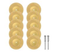 sourcing map 10pcs Diamant Coupe Roue 50mm Titane Revêtement Coupe Arrêt Disques Diamant Coupe Roues Remplacement avec 2pcs 3mm Mandrin pour Rotatif Outils