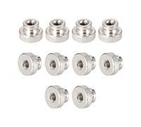 sourcing map 10pcs Écrous moletés noix M4x0.7mm Boutons ronds en fer pour pièces d'imprimante 3D, ton argent