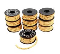 sourcing map 10pcs en PVC flexible jaune nombre 0-9 Imprimer 1,5 mm2 Câble Fil Tag Marqueurs