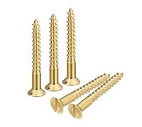 sourcing map 10pcs Laiton Bois Vis M5 x 40mm pour Travail Bois Meubles | Fente Entraînement Plat Tête Auto Taraudage Vis Tête Fraisée