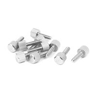 sourcing map 10pcs M4 x 14 mm Vis moletée à tête plate vis à oreilles pour Boîtier d'ordinateur en acier inoxydable