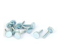 sourcing map 10pcs M4x20mm Vis Moletée Tête ronde acier carbone bleu argent