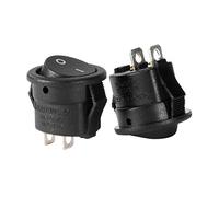 sourcing map 10Pcs Petit Rond SPST Bateau Interrupteur à Bascule Noir AC 250V/3A 125V/6A 2 Position