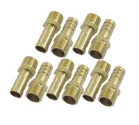 sourcing map 10pcs Raccord cannelé 10mm tuyau de gaz de carburant barbe 1/4 "PT mâle filetage laiton doré