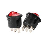 sourcing map 10Pcs Rouge Lampe 3 Terminal SPST 2 Position Marine Rond Bouton Bascule Câblage Interrupteur à Bascule On/Off AC 250V/10A 125V/12A