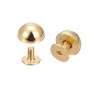 sourcing map 10x6mm Rivets Tête Rond Vis Dos Solide Cuir Goujons Doré 20 Ensembles
