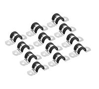 sourcing map 12pcs 14mm Collier de Serrage Caoutchouc Amorti 304 Inox Acier Attache Grillage Rigide Clip Fixation Sangle pour Tube Tuyau