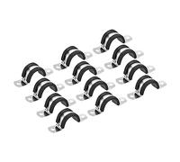 sourcing map 12pcs 22mm Collier de Serrage Caoutchouc Amorti 304 Inox Acier Attache Grillage Rigide Clip Fixation Sangle pour Tube Tuyau