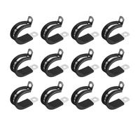 sourcing map 12pcs 25mm Collier de Serrage 304 Inox Acier Caoutchouc Amorti | Isolé, Attache Grillage Rigide, Sangle Clip Fixation Tube Tuyau