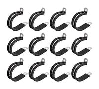 sourcing map 12pcs 36mm Collier de Serrage 304 Inox Acier Caoutchouc Amorti Isolé Attache Grillage Rigide Sangle Clip Fixation Tube Tuyau