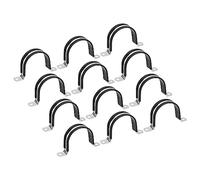 sourcing map 12pcs 48mm Collier de Serrage Caoutchouc Amorti 304 Inox Acier Attache Grillage Rigide Clip Fixation Sangle pour Tube Tuyau