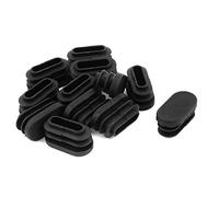 sourcing map 12pcs Bouchon Pied de Chasie Embout Capuchon Jambe Tube Insert Table Meuble Protection Noir Plastique Ovale 15mm x 30mm