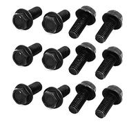 sourcing map 12Pcs Boulons à embase Noir Métallique pour Machine De Découpe | Hex, M7x15mm, Vis à Filetage gauche