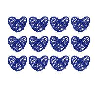 sourcing map 12pcs Coeur Forme Rotin Boule Vase Remplissage Naturel Rotin pour Saint Valentin Jour Décoration Mariage Maison Décoration Foncé Bleu 2 in