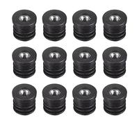 sourcing map 12pcs Encarts pour Rond Tubes avec M6 Filetage, pour 16mm/0.63" OD Rond Tube, Noir Plastique Bouchon Roulette Insérer Chaise Fin Capuchon Fourniture Jambe Brancher