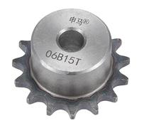 sourcing map 15 Dents Pignon Type B Simple Brin 3/8" Pas 10mm Alésage A3 Carbone Acier pour ISO 06B