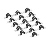 sourcing map 16pcs 10mm Collier de Serrage Caoutchouc Amorti 304 Inox Acier Attache Grillage Rigide Sangle Clip Fixation Tube Tuyau