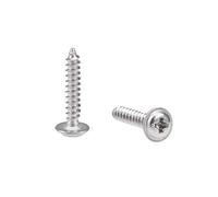 sourcing map 2.3x12mm Auto-taraudage Vis Cruciforme Tête Cylindrique Bombée avec Rondelle Vis 304 INOX Acier Fixations Boulons 50Pcs