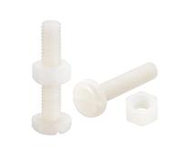 sourcing map 20 Paires Nylon Vis Écrou Assortiment, M6x30mm Fente Tête Cylindrique Vis & M6 Hexagonal Écrous pour Machines, Électronique, Blanc