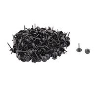 sourcing map 200pcs Clou Tapissier Pointe Tapissier Clou Tapis Punaise pour Meuble Table Metal Rond Noir 7 x 13mm