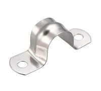 sourcing map 20mm Fixation Tuyau Clip Tube Attacher Collier de Serrage Pince Rigide Tube Sangle 2 Trous 304 Acier Inoxydable 20pcs