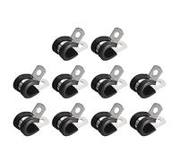 sourcing map 20pcs (10mm) Collier de Serrage 304 Inox Acier Caoutchouc Amorti Isolé Attache Grillage Rigide Sangle Clip Fixation Tube Tuyau