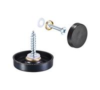 sourcing map 20pcs Cache Vis Miroir 25mm/0.98" Décoratif Capuchon Attaches Couverture Clous Fil Dessin Noir 304 Acier INOX