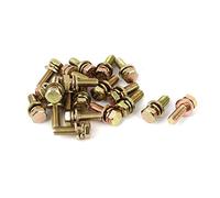 sourcing map 20pcs M8x25mm zingué jaune Vis tête hexagonale avec rondelle | Classe 8.8