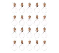 Sourcing Map 20pcs Mini Verre Bouteilles avec Liège Bouchons Oblat Ronde Forme Tiny Fioles Transparent Clair Souhaitant Bouteilles avec Anneau pour Fête Décoration