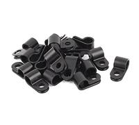 sourcing map 20pcs Serre-câble Attache Grillage Rigide Fixation Cable Electrique Clip Plastique Noir R Type Agrafe câble Collier pour Tube Flexible 7.8mm Fil dia
