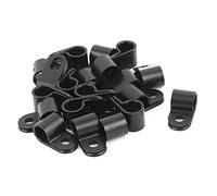 sourcing map 20pcs Serre-câble Attache Grillage Rigide Fixation Cable Noir | Electrique Clip Plastique, R Type Agrafe Cable Pince pour Fil 9 mm Diamètre Tube Flexible