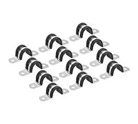 sourcing map 22pcs 20mm Collier de Serrage Caoutchouc Amorti 304 Inox Acier Attache Grillage Rigide Clip Fixation Sangle pour Tube Tuyau