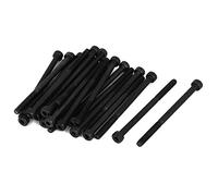 sourcing map 25pcs M4x60mm Vis à Tête Cylindrique à Six Pans Creux Tête Hexagonale Boulon Demi Filetage en Acier Allié 12.9 Noir