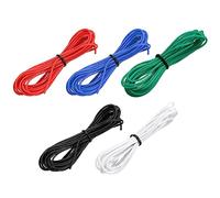 sourcing map 26 Jauge Silicone Fil 26AWG Électrique Fil Toronné Fil Souple Etamé Cuivre Fil Haut Temp Raccordement Fil 5 Couleur 1.5m/4.92ft pour Voiture Modèle Électrique Appareils 5pcs