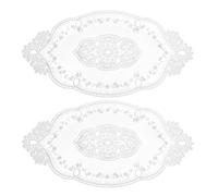 sourcing map 2Pack Napperon en Dentelle Rétro 28X51 Cm Ovale Blanc