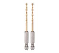 sourcing map 2pcs 1/4" Hex Tige Perceuse Forets 3.2mm Titane Ensemble M35 Haute Vitesse Acier Foret Hélicoïdal 85mm Long Entièrement Rectifié pour Bois, Inoxydable Acier, Métal, Plastique