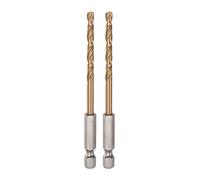 sourcing map 2pcs 1/4" Hex Tige Perceuse Forets 4.2mm Titane Ensemble M35 Haute Vitesse Acier Foret Hélicoïdal 95mm Long Entièrement Rectifié pour Bois, Inoxydable Acier, Métal, Plastique