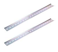 sourcing map 2pcs DIN Rail Fente Acier Montage Guide 400mm x 35mm x 6,5mm 0,8mm Épaisseur Argenté