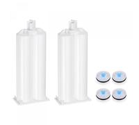 sourcing map 2Pcs Époxy Pistolet Adhésif Cartouche, 115mm Plastique Résine Mélangeur Double Colle Cartouche avec Blanc Piston pour 50ml/1.7oz 1:1 AB Colle Adhésif Pistolet