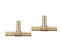 sourcing map 2pcs Raccord cannelé en laiton 8mm ou 5/16 "ID en forme de T 3 voies pour tuyau Air gaz eau carburant, connecteur en té barbelé