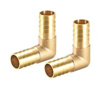 sourcing map 2Pcs Raccord Cannelé Laiton 90 Degré Coude 14mm | 15mm Hauteur x 42mm Longeur Tuyau Réducteur Barbelé Connecteur Embout de Tuyau Air Eau Carburant Gaz