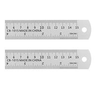 sourcing map 2Pcs Règle En Acier Inoxydable De 6Pouces 15Cm Règle Métrique Anglaise Avec Tableau Conversion Petit Ensemble Règles Métalliques Bord Droit Règle Millimétrique Outils De Mesure