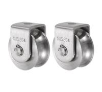 sourcing map 2pcs Roue à Rainure en U en Acier Inoxydable 304 48mm de Dia | Bloc de Poulie de Roue de Piste Chargeant 400 kg pour Portail Coulissant, Largeur de Rainure 16 mm