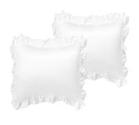 sourcing map 2pcs Taies d'oreiller en Soie Satin Oxford à Volants avec Enveloppe Fermeture Blanc 26x26inch