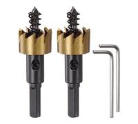 sourcing map 2pcs Trou Scies 21mm (5/6") M35 HSS Haut Vitesse Acier | Perceuse Morceaux Coupeurs Ouvreurs pour Inox Acier Aluminium Alliage Métal Bois Plastique, Titane Revêtu