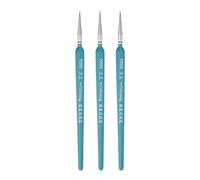 sourcing map 3pcs Pinceaux Détail Peinture Précision 3mm Pointu Pointe 180mm Longueur Nylon Cheveux Miniature pour Aquarelle Huile Acrylique(00000#), Bleu