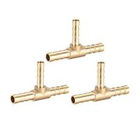 sourcing map 3Pcs Raccord Cannelé Laiton Forme T 3 Voie 6mmx5mmx6mm | 8mm Hauteur x 46mm Longeur Tuyau Réducteur Barbelé Connecteur Embout de Tuyau Air Eau Carburant Gaz