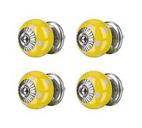 sourcing map 4pcs Bouton de Meuble Bouton Porte Bouton Tiroir Placard Armoire Poignée de Meuble Céramique Jaune